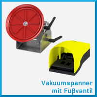 Vakuumspanner mit integriertem Vakuumejektor und Fußpedal für schnelle Fixierung und einfache Werkstück-Bearbeitung